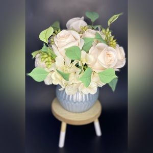 Ethereal Blush Rose Faux Floral Centerpiece